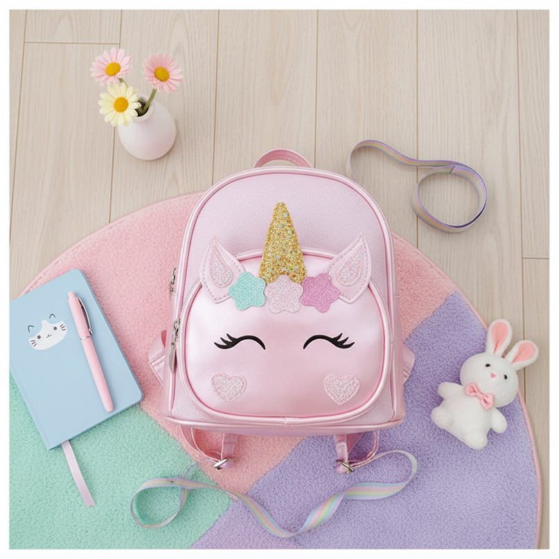 mini unicorn backpack - flat-lay