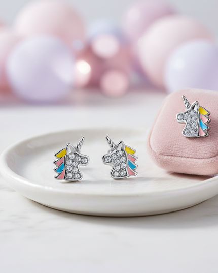 mini unicorn earrings - lifestyle