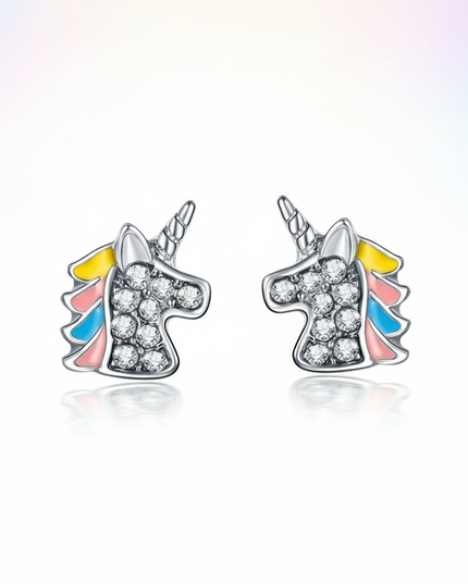 mini unicorn earrings - white-bg