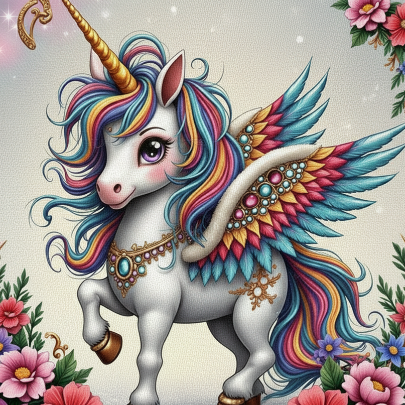 mini unicorn school backpack for girls - detail
