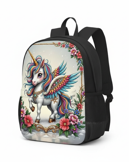 mini unicorn school backpack for girls - white-bg