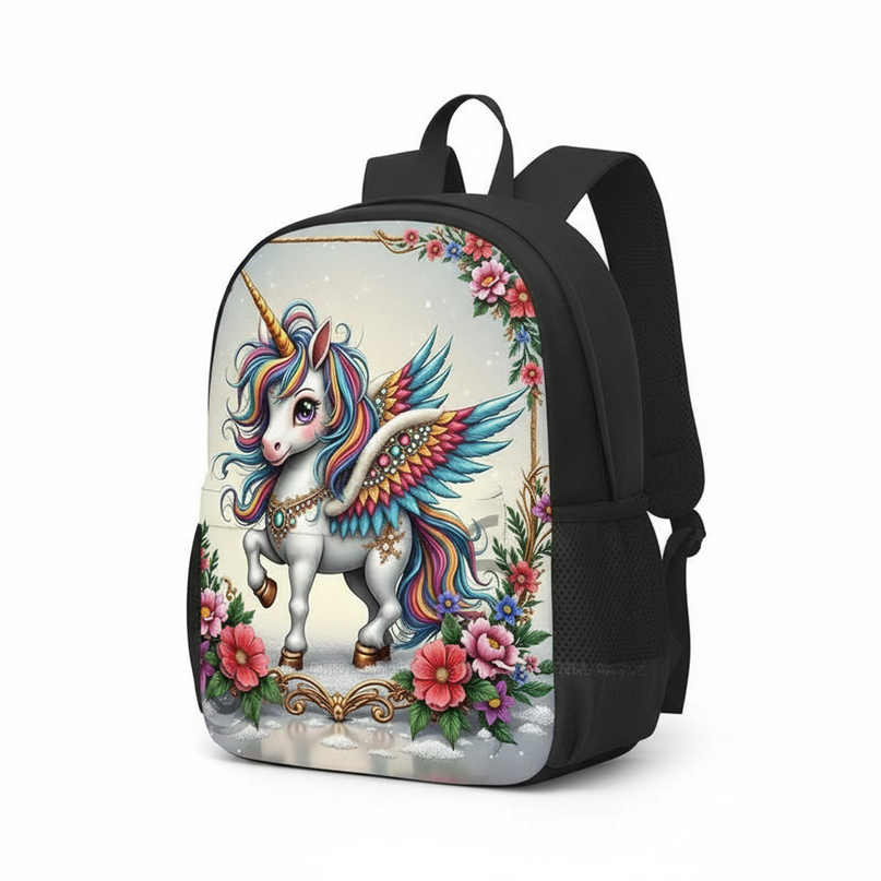mini unicorn school backpack for girls - white-bg