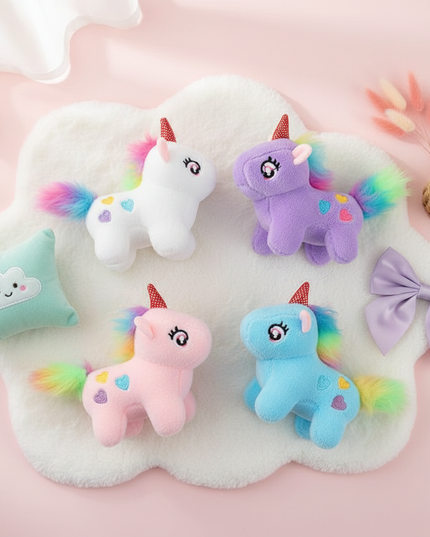 mini unicorn stuffed animal - flat-lay