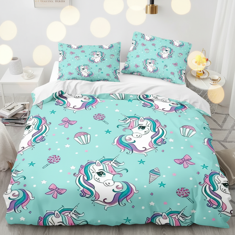 mint cupcake unicorn bedding - lifestyle