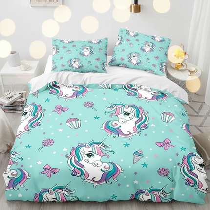 mint cupcake unicorn bedding - lifestyle