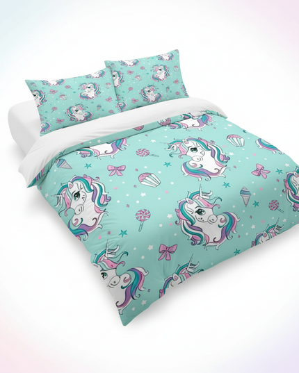 mint cupcake unicorn bedding - white-bg