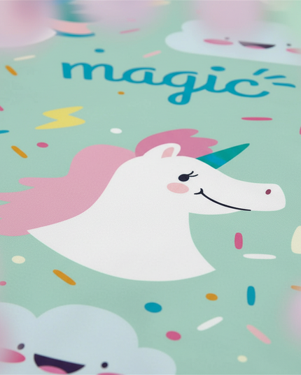 mint magic unicorn bedding - detail