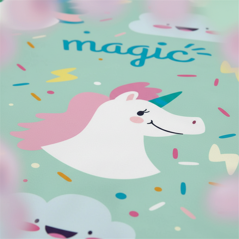 mint magic unicorn bedding - detail