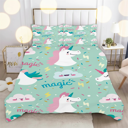 mint magic unicorn bedding - lifestyle