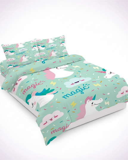 mint magic unicorn bedding - white-bg
