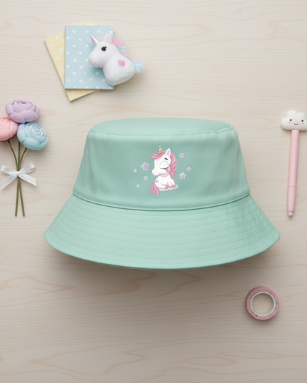 mint unicorn hat - flat-lay