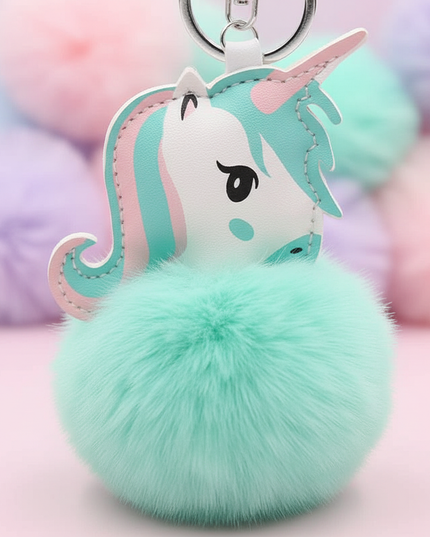 mint unicorn keychain - detail