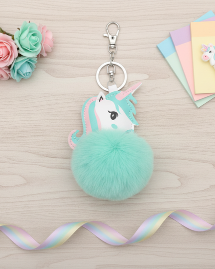mint unicorn keychain - flat-lay