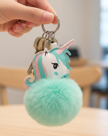 mint unicorn keychain - in-use