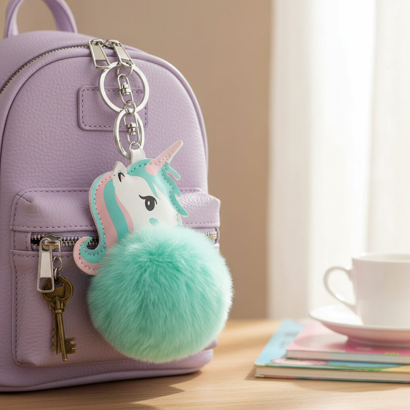mint unicorn keychain - lifestyle