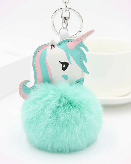 mint unicorn keychain - white-bg