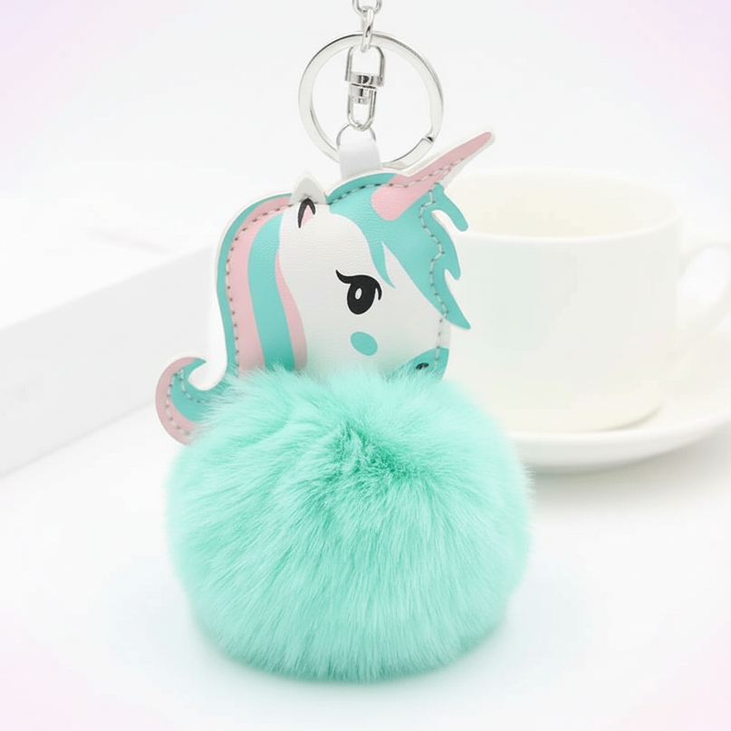mint unicorn keychain - white-bg