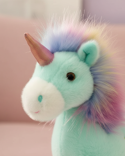mint unicorn plush - detail