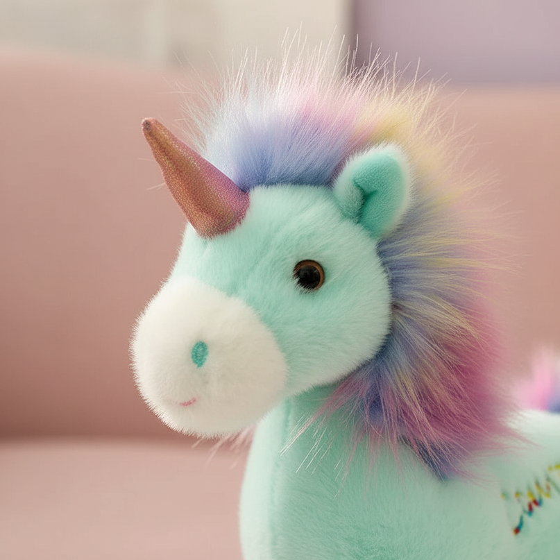 mint unicorn plush - detail
