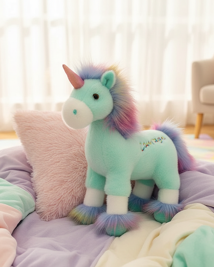 mint unicorn plush - lifestyle
