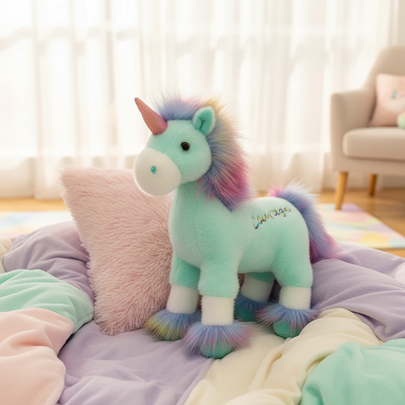 mint unicorn plush - lifestyle