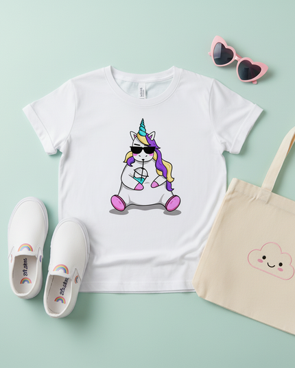 mint unicorn shirt - flat-lay