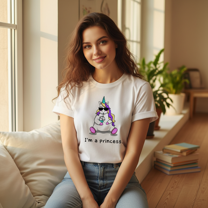 mint unicorn shirt - in-use