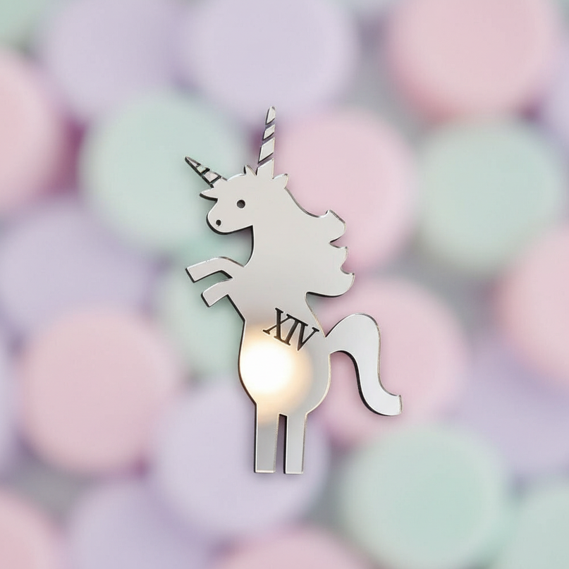 modern unicorn clock - detail