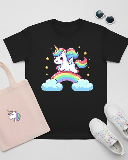 mom unicorn shirt - flat-lay