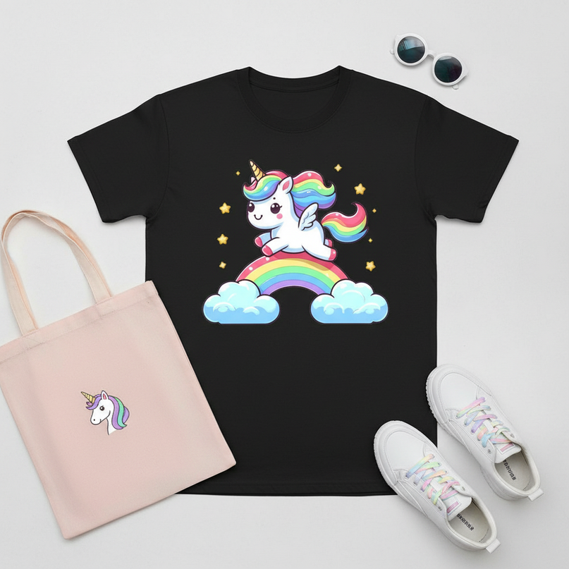 mom unicorn shirt - flat-lay