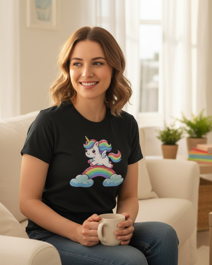 mom unicorn shirt - in-use