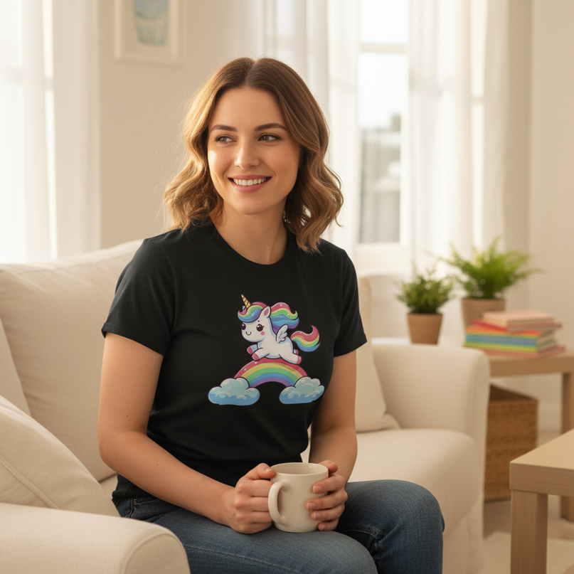 mom unicorn shirt - in-use