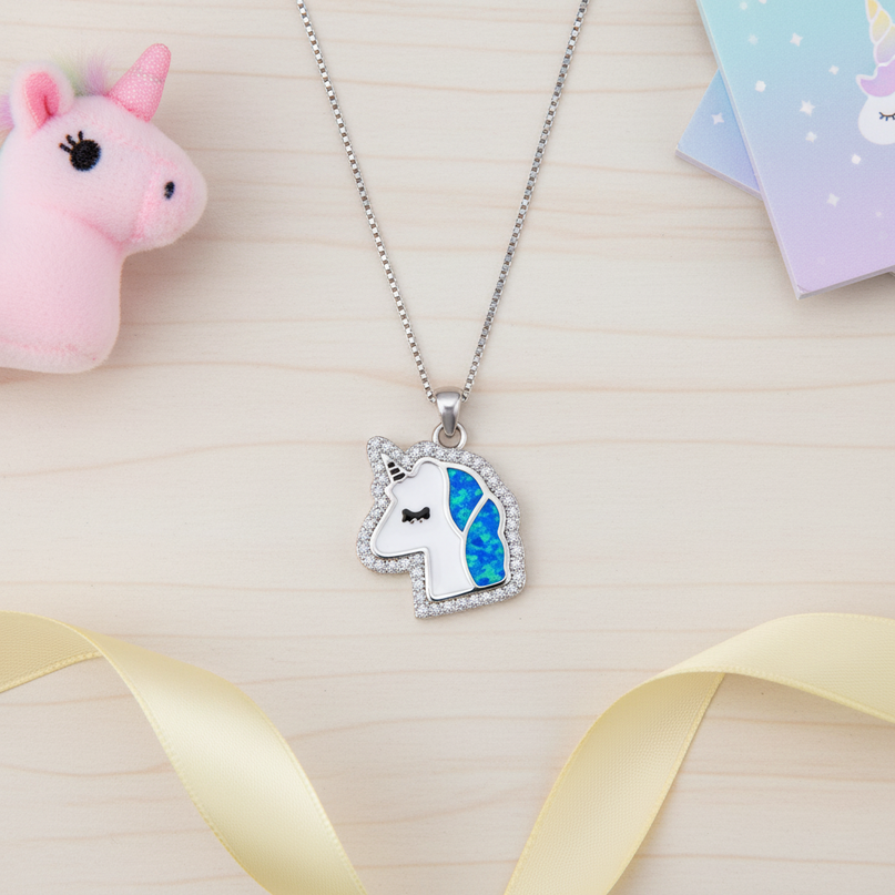 mood unicorn necklace - flat-lay