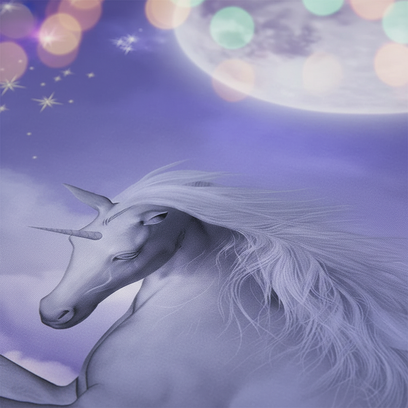 moonlight unicorn bedding - detail