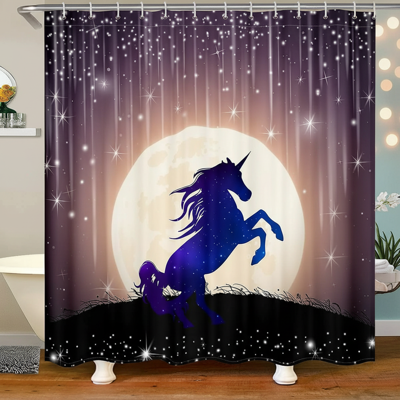 moonlight unicorn shower curtain - lifestyle