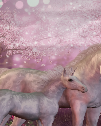 mother baby unicorn bedding - detail