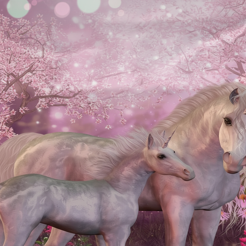 mother baby unicorn bedding - detail