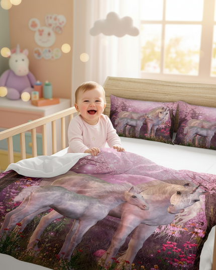 mother baby unicorn bedding - in-use