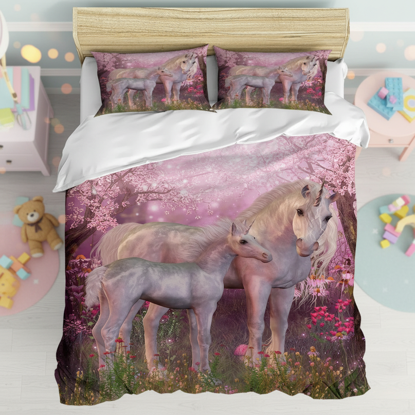 mother baby unicorn bedding - lifestyle