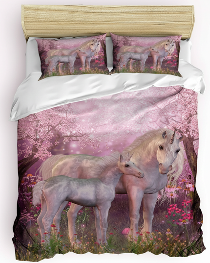 mother baby unicorn bedding - white-bg