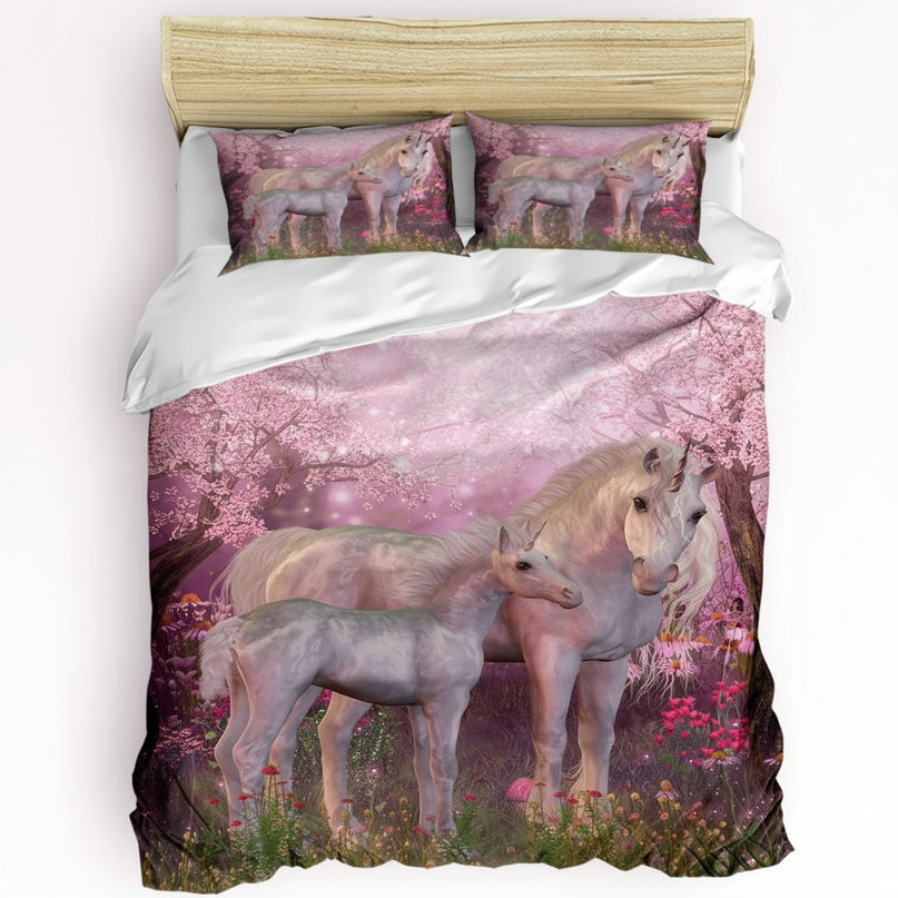 mother baby unicorn bedding - white-bg