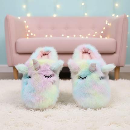 mule fluffy unicorn slippers - lifestyle