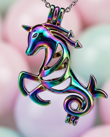 multicolored unicorn necklace - detail