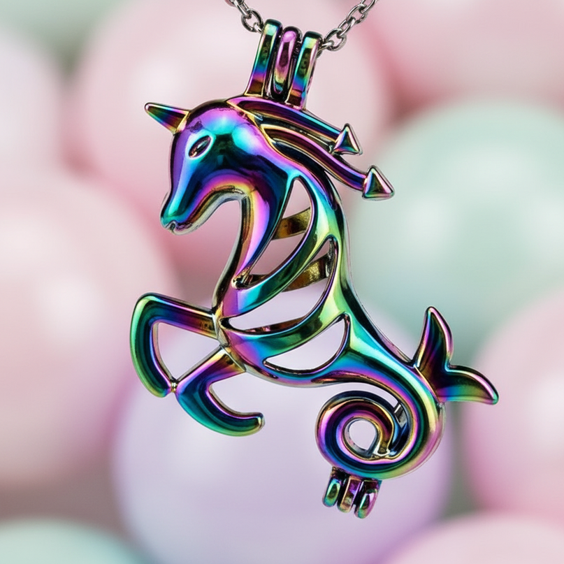 multicolored unicorn necklace - detail