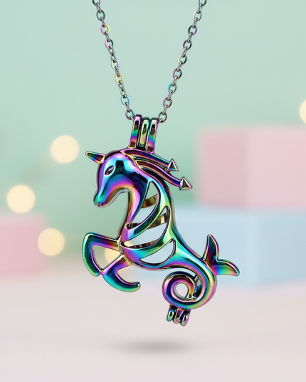 multicolored unicorn necklace - lifestyle