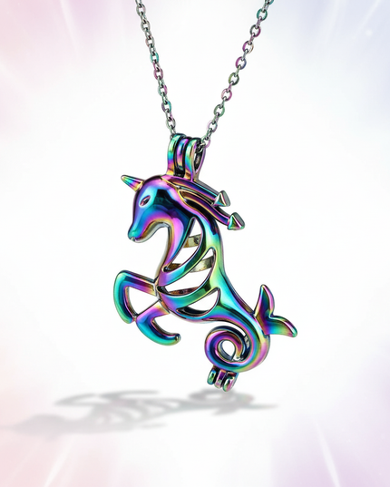 multicolored unicorn necklace - white-bg