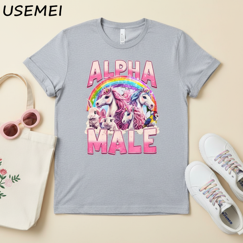 muscle unicorn shirt - flat-lay