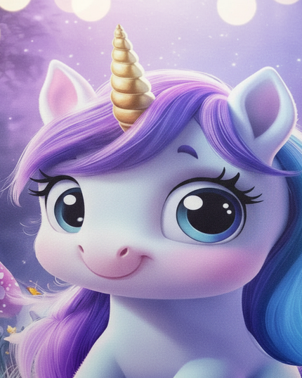 mushroom forest chibi unicorn bedding - detail