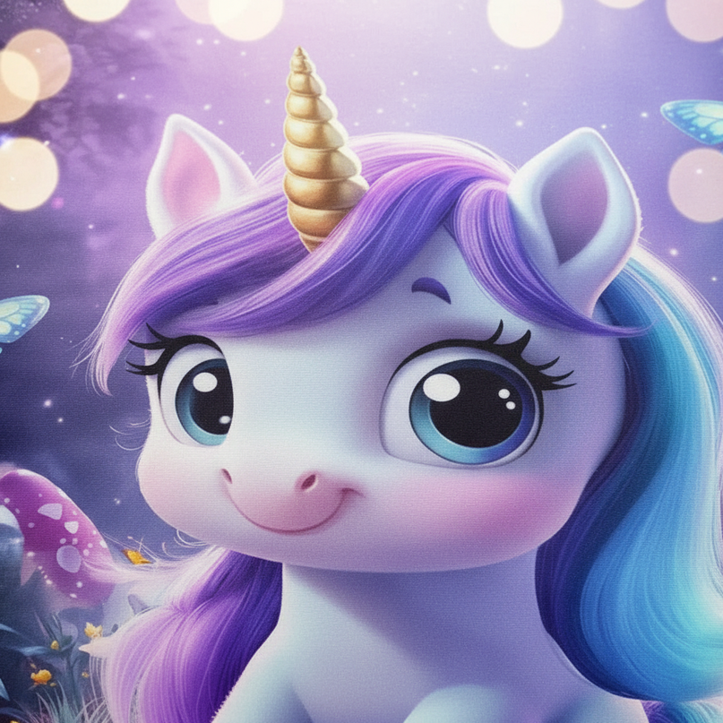 mushroom forest chibi unicorn bedding - detail