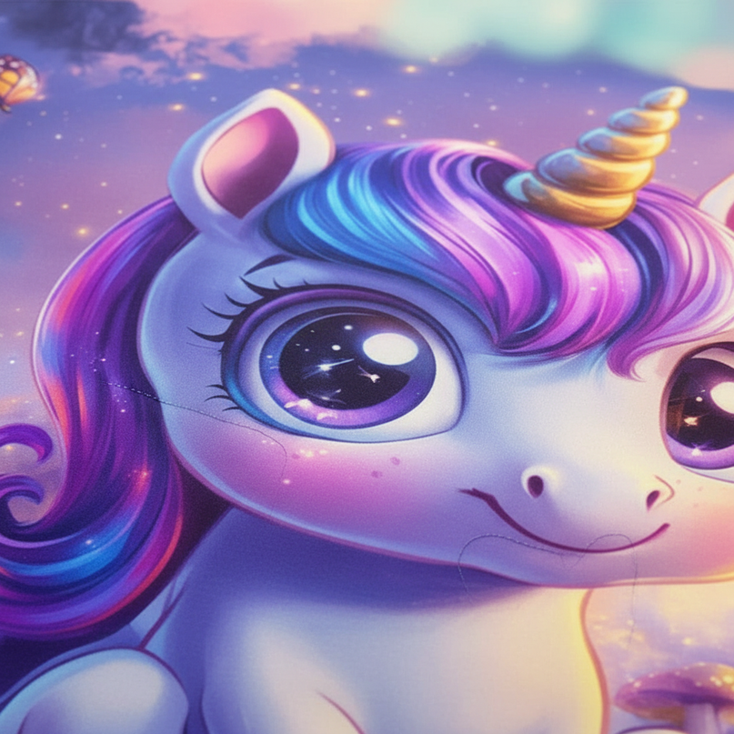 mushroom wonderland unicorn bedding - detail